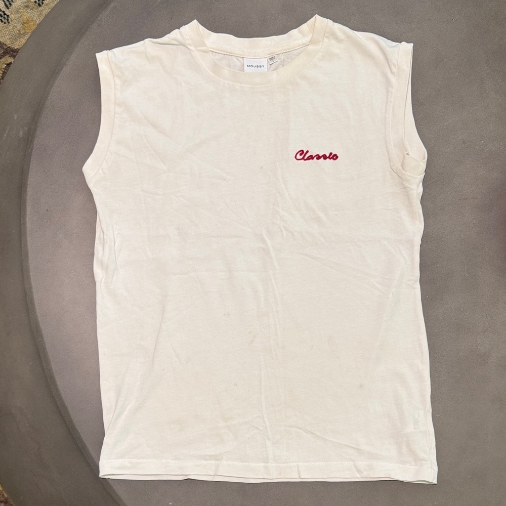 Moussy White Muscle T-Shirt - Small